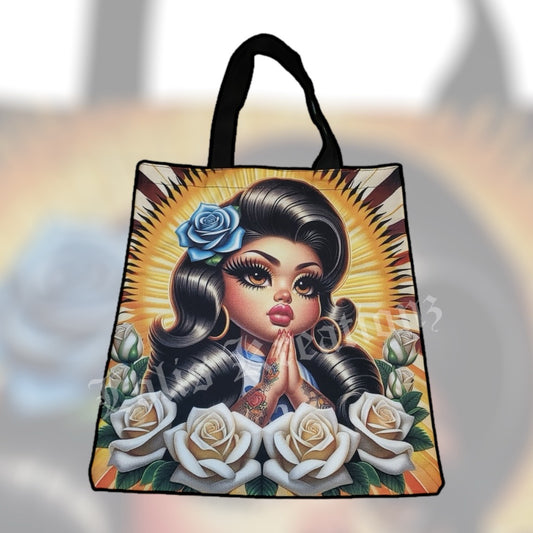 Praying Chula with White Roses Tote
